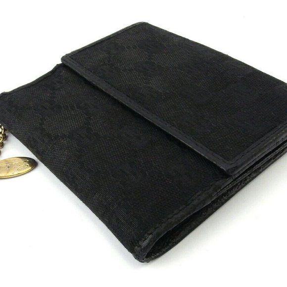 GUCCI W Hook Wallet GG Canvas Canvas ~ Leather Auth Used T19021 - Picture 8 of 10
